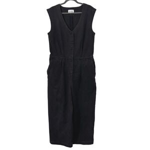 DUER Performance Denim Tailored Jumpsuit Womens XL Black Wide Leg WBLR2307